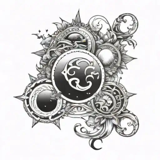 leo sun, aquarius moon and gemini riaing aesthetic  tattoo design idea