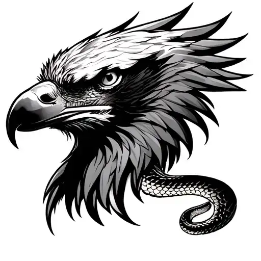 eagle head, snake tail tattoo design idea
