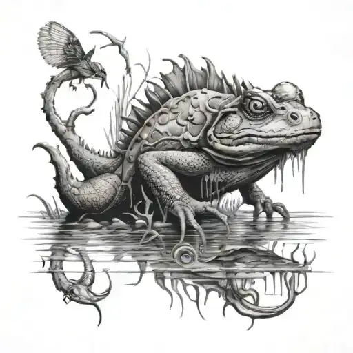 swamp wildlife inside tattoo design idea
