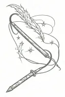 Hermione's wand with the name Peter Henry coming out of it tattoo design idea
