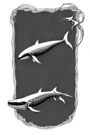 whale skeleton falling through the air as a missile chases it tattoo design idea