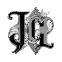 "J C H" three letters intertwined tattoo design idea