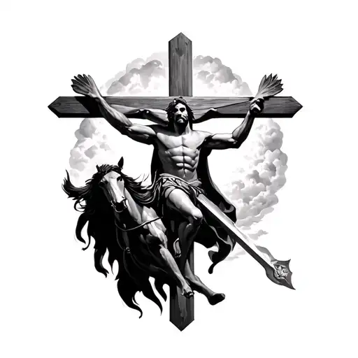 Skanderbeg to fight for the cross of Jesus high in the sky tattoo design idea