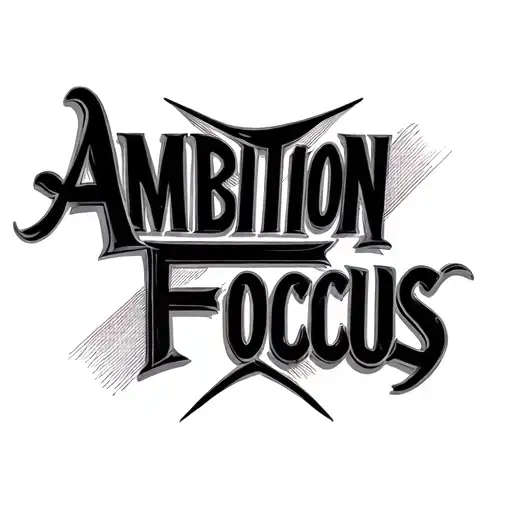text with ambition focus tattoo design idea