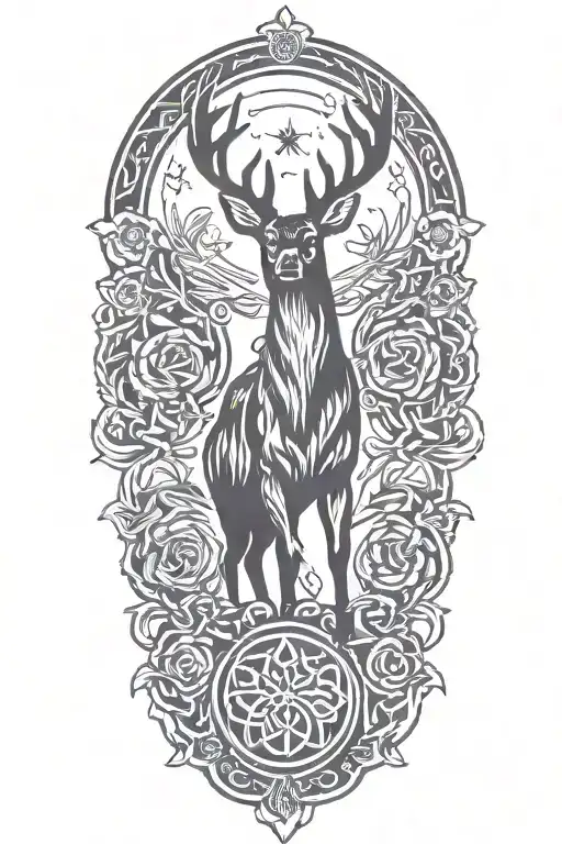 celtic deer silhouette tattoo design idea