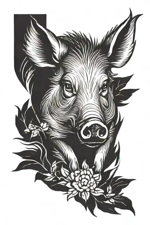 wild boar hog tattoo design idea