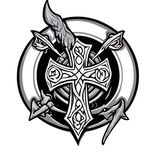 THE CHOSEN ONE,with Viking runes and Celtic cross incorporated  tattoo design idea