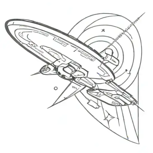 Star Trek Badge with the Enterprise NCC 1701 D flying around it tattoo design idea