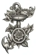 rose, anchor, compass tattoo design idea