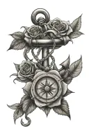 rose, anchor, compass tattoo design idea
