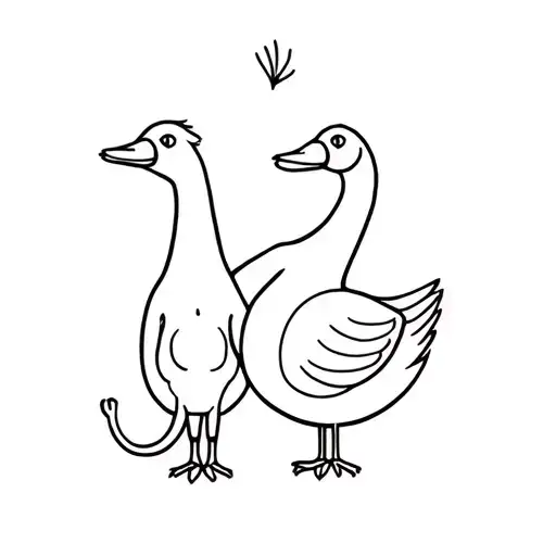 a monkey and a goose being silly tattoo design idea