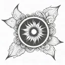 Spiral Sun combined with Capricorn and Aries zodiac sign tattoo design idea