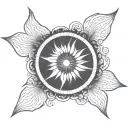 Spiral Sun combined with Capricorn and Aries zodiac sign tattoo design idea