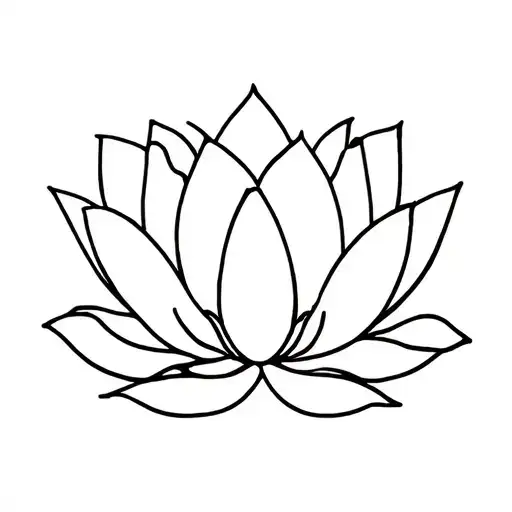 minimalist lotus flower with 4 stick-lines above it, separated tattoo design idea