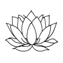 minimalist lotus flower with 4 stick-lines above it, separated tattoo design idea