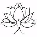 minimalist lotus flower with 4 stick-lines above it, separated tattoo design idea