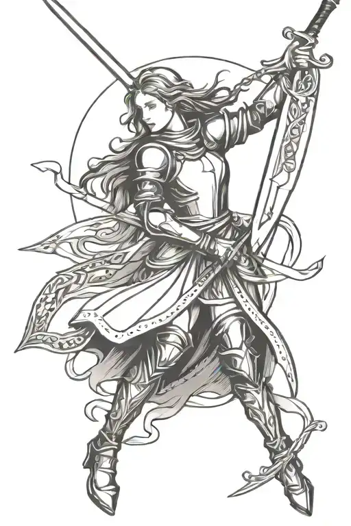 joan of arc sword intertwined tattoo design idea