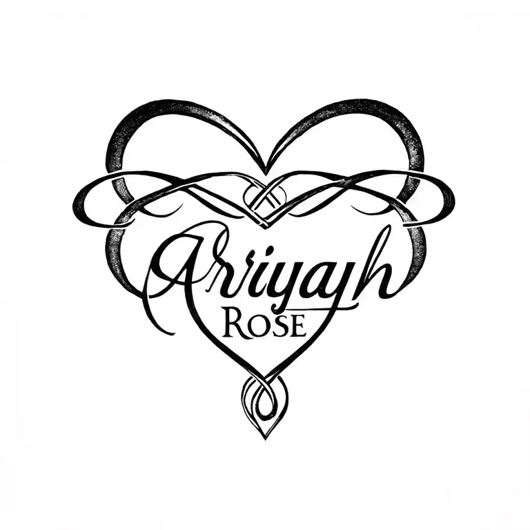 "Ariyah Rose" Heart, Infinity symbol, tattoo design idea