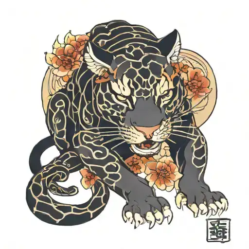 japanesse tattoo panther tattoo design idea