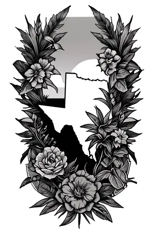 Texas,Oregon, New Mexico, Florida,Louisiana themed sleeve tattoo design idea
