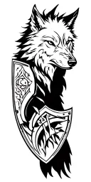 wolf spartan shield tattoo design idea