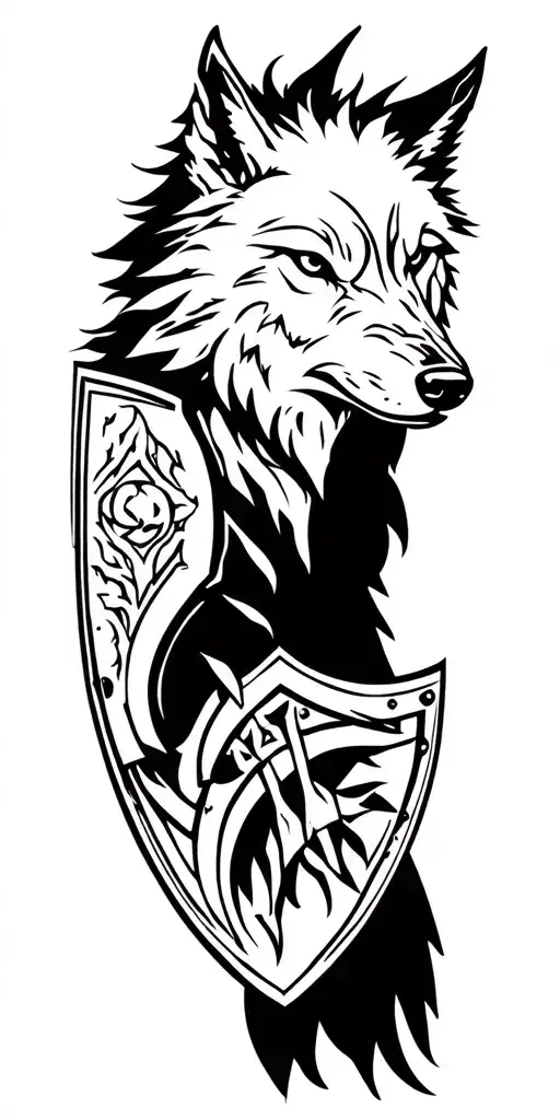 wolf spartan shield tattoo design idea