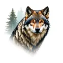 Wolf in the forest with pack tattoo design idea