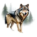 Wolf in the forest with pack tattoo design idea