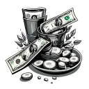 money, food, sex, drugs tattoo design idea