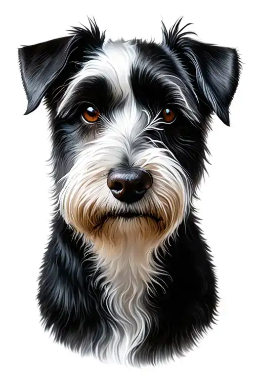 white dog with black patch tattoo design idea