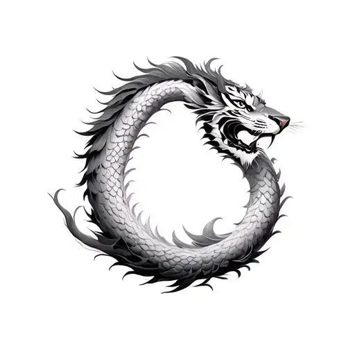 tiger, white crane and Chinese dragon tattoo design idea