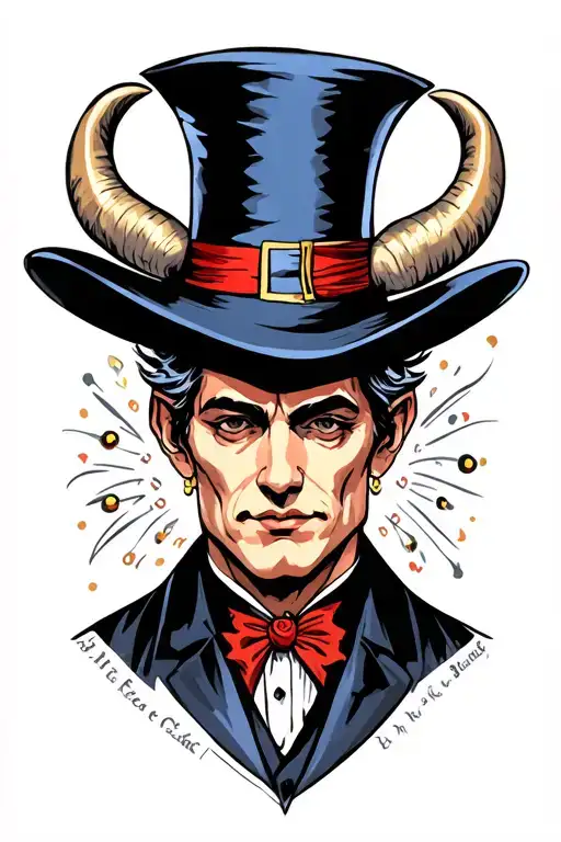 Magician hat with horns tattoo design idea