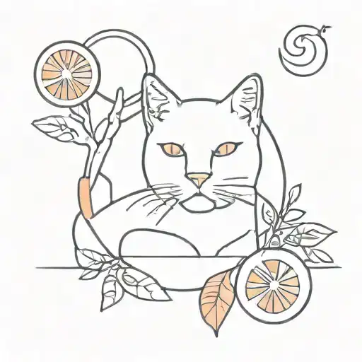 orange and cat tattoo design idea