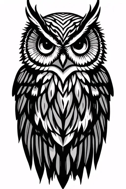 tribal owl flying wings spread tattoo design idea