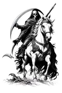 grim reaper with scythe on a pale horse tattoo design idea
