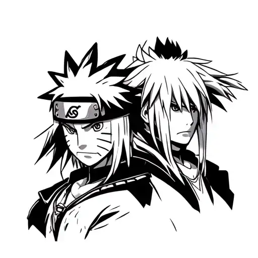 Anime character Naruto and Jiraiya Character from Naruto Classic tattoo design idea