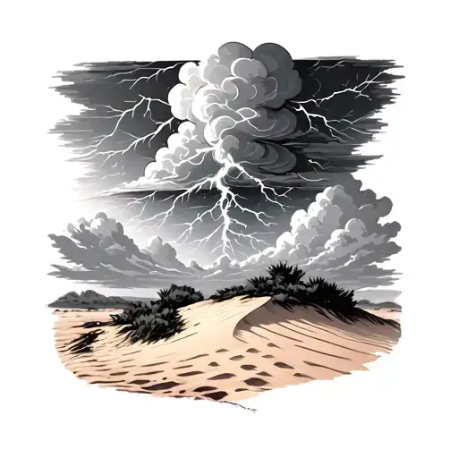 sand dunes thunder storm clouds tattoo design idea