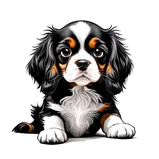 cavalier king charles spaniel ruby, nose and paw with details tattoo design idea