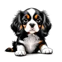 cavalier king charles spaniel ruby, nose and paw with details tattoo design idea