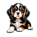 cavalier king charles spaniel ruby, nose and paw with details tattoo design idea