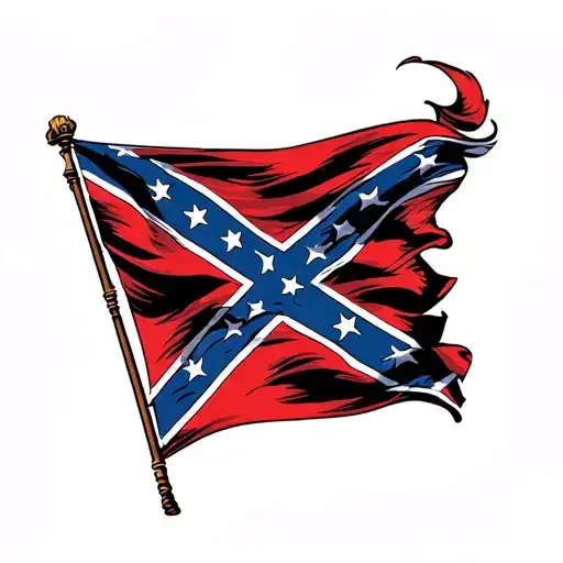 Confederate Flag blowing in the wind tattoo design idea