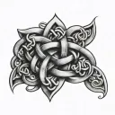 Irish knot intertwined representing kids names tattoo design idea