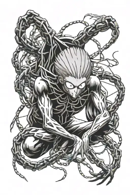 spider from hunter x hunter with kurapika chain tattoo design idea