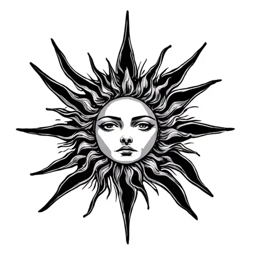 sun shining tattoo design idea