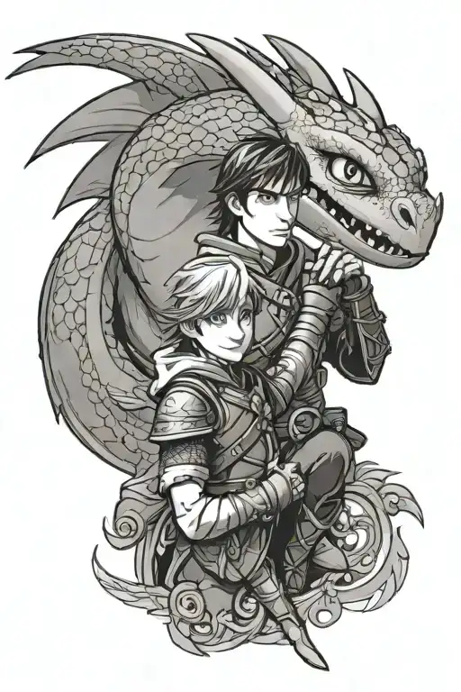 how to train your dragon and Flynn rider  tattoo design idea