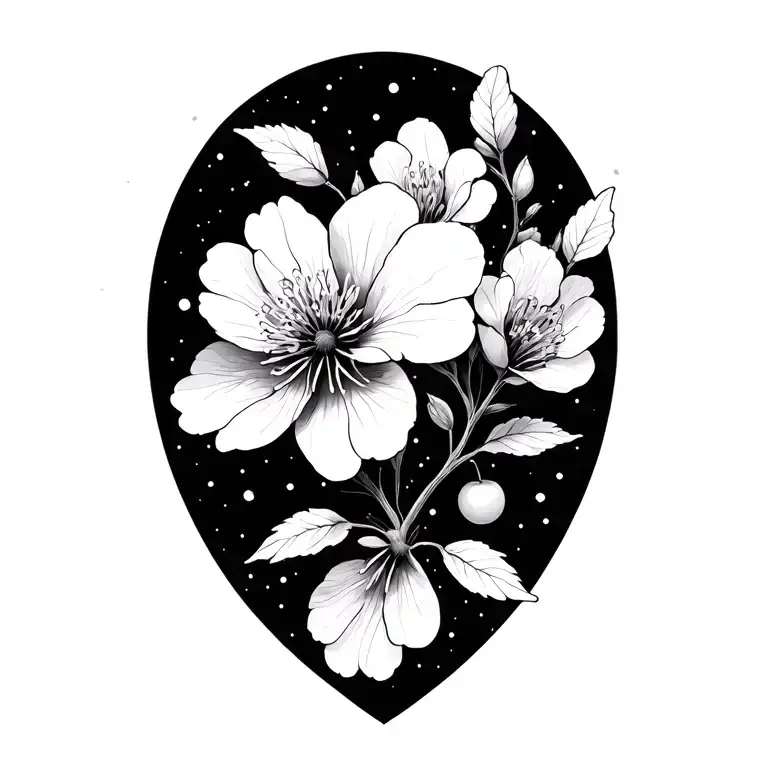 cherry blossoms pedals falling throug space tattoo design idea