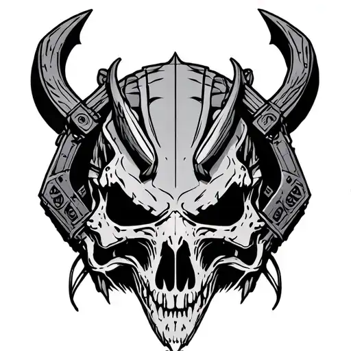 mythosaur skull symbol with mando'a writing tattoo design idea