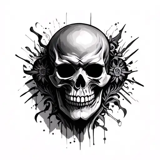 mask with Skull Mysterious tattoo design idea