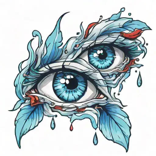 A pair of eyes crying tears of blood tattoo design idea