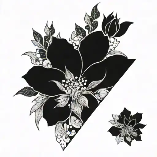 Outline of letters filled with flowers. Letters JESUS  tattoo design idea